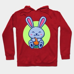 Cute Rabbit Eating Carrot Cartoon (2) Hoodie